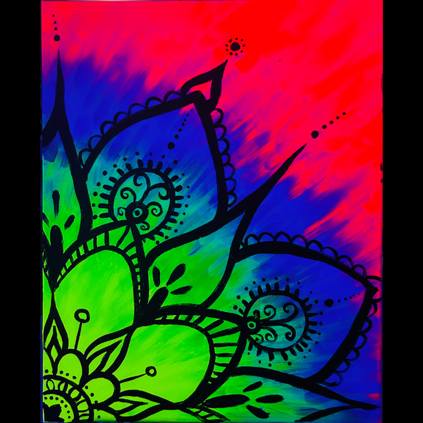 Neon Lights Paint and Sip Glow in the Dark Mandala Paintelaide